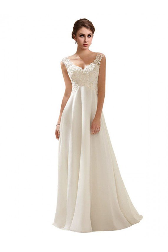 V-Neck Lace Wedding Dress On Chiffon Bristol