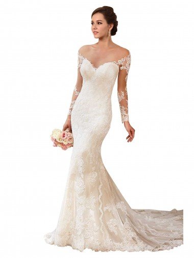 Long Sleeves Maermaid Sweetheart Lace Wedding Dress Bristol