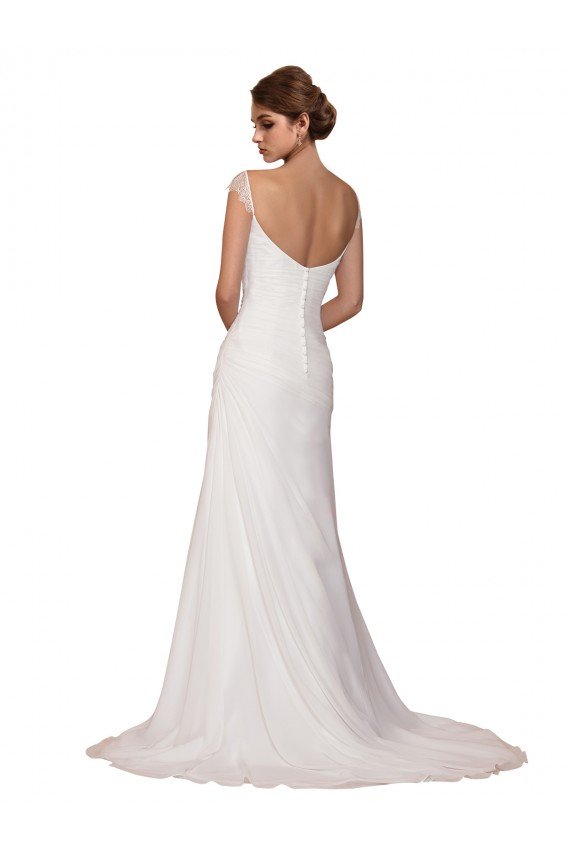 V-Neck Sheath Chiffon Wedding Dress with Straps Bristol