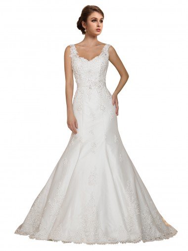 Sweethart V-Neckline Lace Wedding Dress with Shoulder Straps Bristol