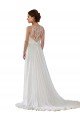 Illusion Neck A-Line Chiffon Beach Wedding Dress with Lace Halter Neckline Bristol