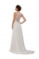 Illusion Neck A-Line Lace and Chiffon Beach Wedding Dress Bristol