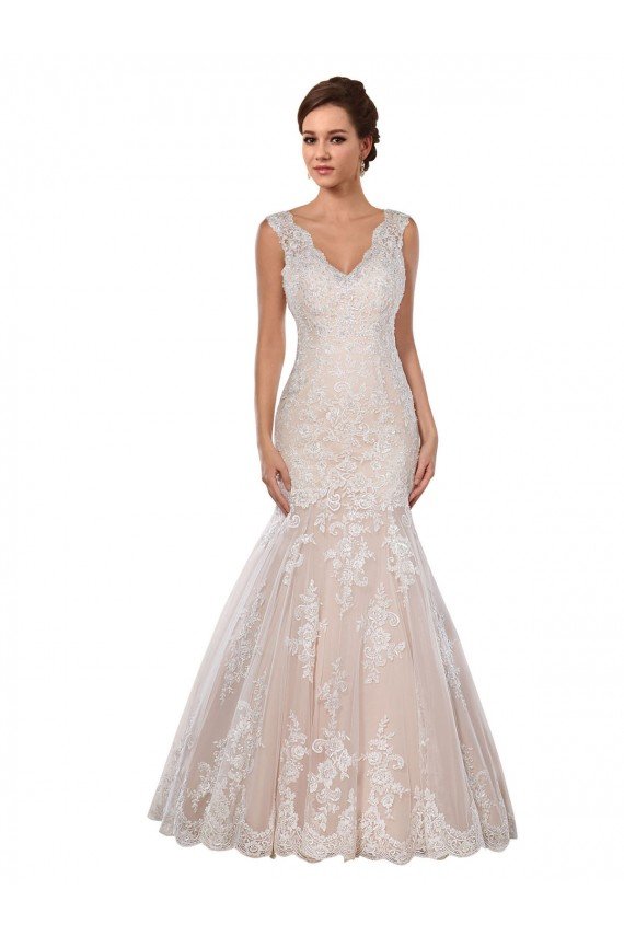 Classic Fit and Flare V-Neck Mermaid Lace Wedding Dress Bristol