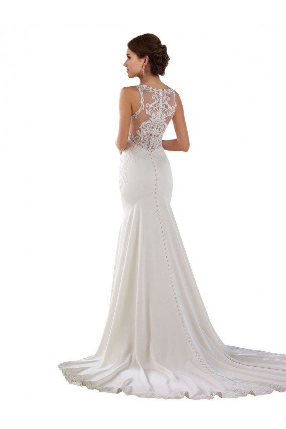 Modern High Neck Sheath Wedding Dress with Lace Bodice Bristol