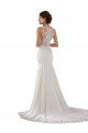 Modern High Neck Sheath Wedding Dress with Lace Bodice Bristol