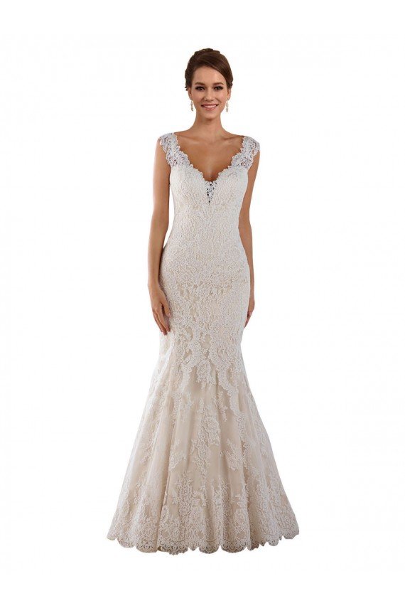 V-Neck Mermaid Vintage Lace Wedding Dress Bristol