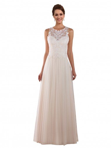 High Neck A-Line Tulle Wedding Dress with Lace Back Bristol