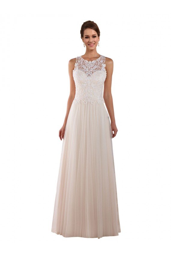 High Neck A-Line Tulle Wedding Dress with Lace Back Bristol