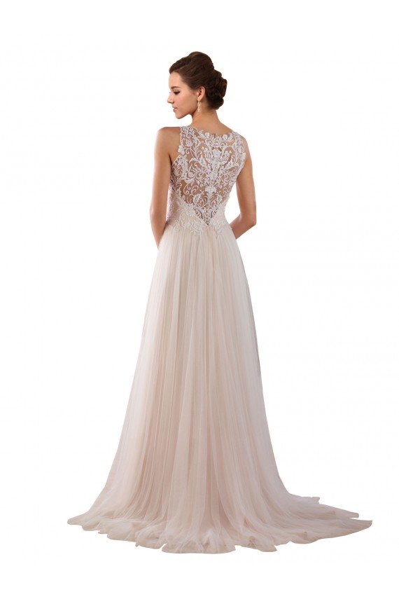 High Neck A-Line Tulle Wedding Dress with Lace Back Bristol