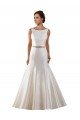 Modern Boat Neck Mermaid Satin Wedding Dress with Deep V-Back Bristol