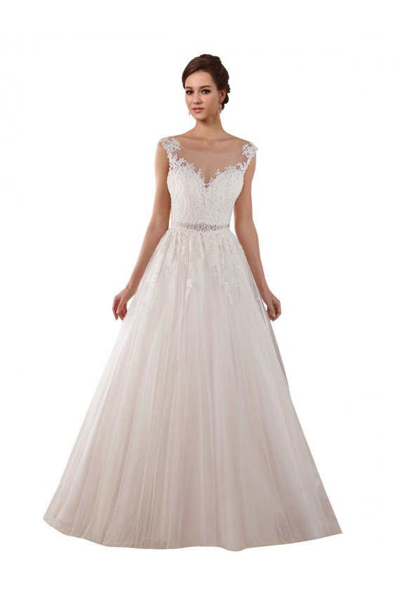 Illusion Sweetheart Neck Ball Gown Tulle Wedding Dress with Lace Bodice Bristol