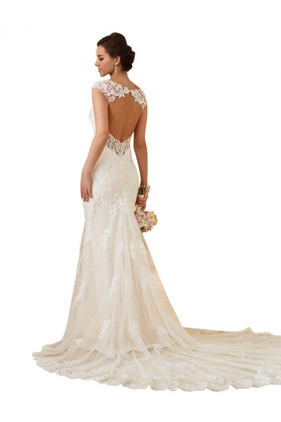 Modern Chapel Train Sweetheart Mermaid Lace Wedding Dress with Keyhole Back Bristol