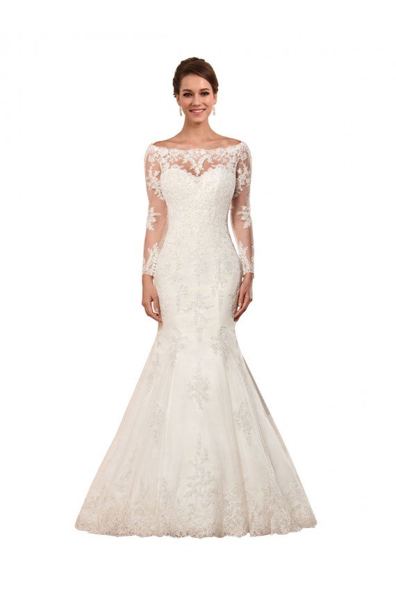 Long Sleeves Mermaid Lace Wedding Dress with Illusion Back Bristol