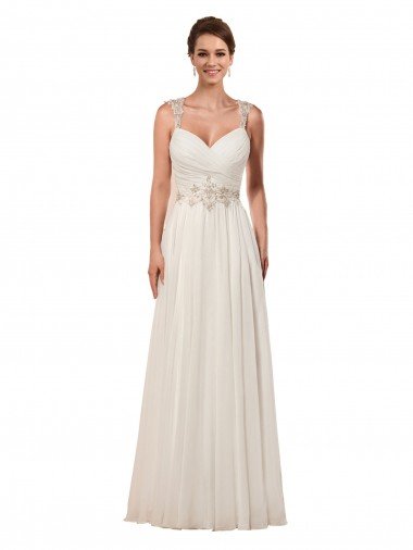 Sweetheart A-Line Chiffon Wedding Dress with Beaded Shoulder Straps Bristol
