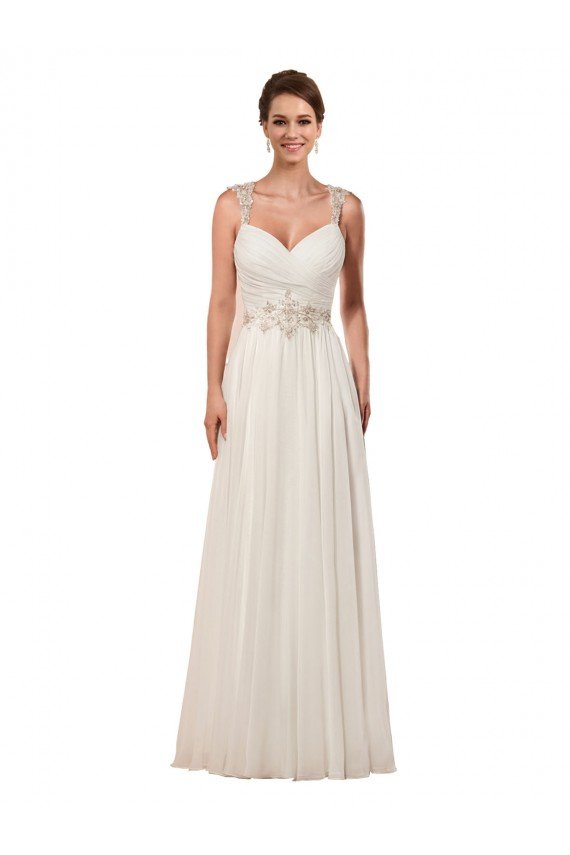 Sweetheart A-Line Chiffon Wedding Dress with Beaded Shoulder Straps Bristol