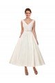 V-Neck A-Line Short Ankle Length Satin Wedding Dress Bristol