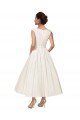 V-Neck A-Line Short Ankle Length Satin Wedding Dress Bristol