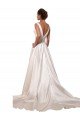 Deep V-Neck A-Line Satin Wedding Dress with Pockets Bristol