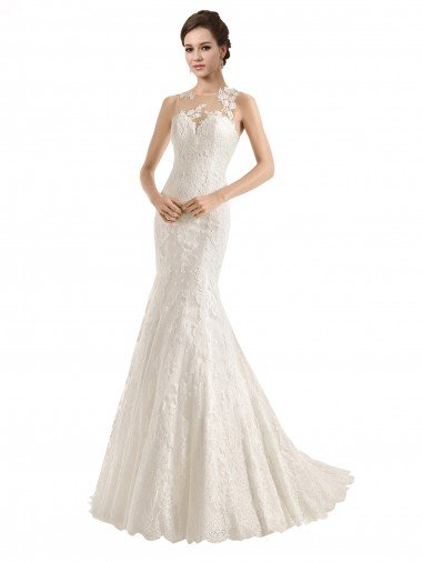 Illusion Neck Mermaid All Over Lace Wedding Dress Bristol