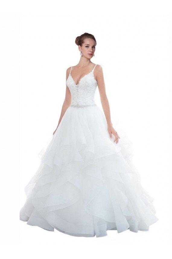 Spaghetti Straps Ball Gown Beach Wedding Dress with Lace Bodice Bristol