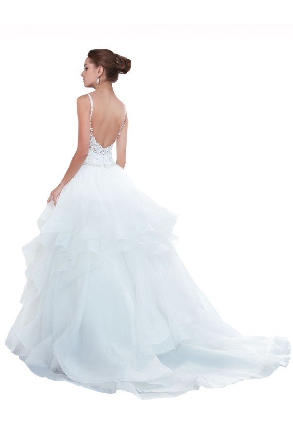 Spaghetti Straps Ball Gown Beach Wedding Dress with Lace Bodice Bristol