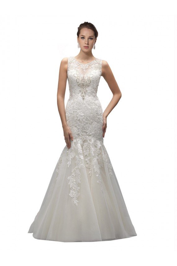Illusion High Neck Mermaid Lace Wedding Dress Bristol