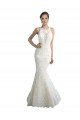 Deep Illusion Neck Mermaid Tulle Beach Wedding Dress with All Over Lace Bristol