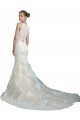 Deep Illusion Neck Mermaid Tulle Beach Wedding Dress with All Over Lace Bristol