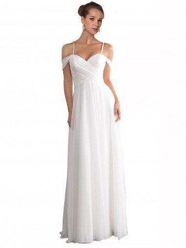 Off the Shoulder A-Line Ruched Chiffon Beach Wedding Dress Bristol