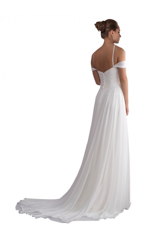 Off the Shoulder A-Line Ruched Chiffon Beach Wedding Dress Bristol