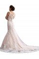 Illusion Neck Fit and Flare Tulle Wedding Dress with All Over Lace Bristol