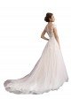 Illusion Cap Sleeves A-Line Tulle Beach Wedding Dress with Lace Bodice Bristol