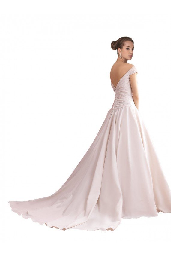 Off the Shoulder Sweetheart Ball Gown Satin Wedding Dress Bristol