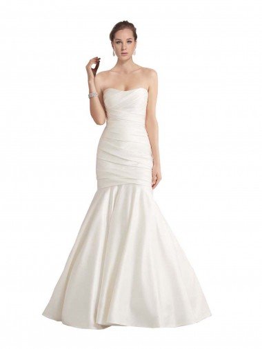Strapless Mermaid Ruched Satin Beach Wedding Dress with Low Back Bristol