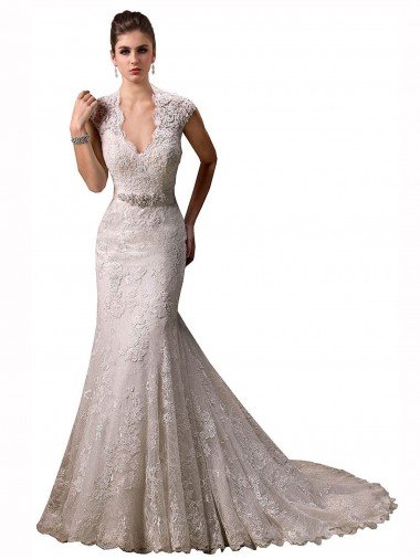 Halter V-Neck Mermaid Lace Wedding Dress with Keyhole Back Bristol