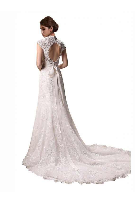 Halter V-Neck Mermaid Lace Wedding Dress with Keyhole Back Bristol