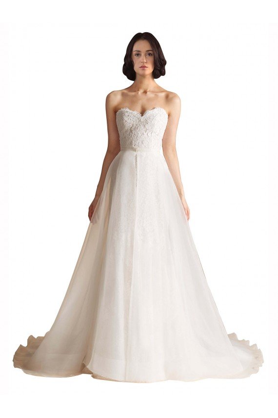 Strapless Sweetheart Lace Bodice A-Line Organza Wedding Dress Bristol