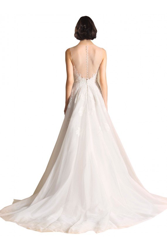 Illusion Neck A-Line Organza Wedding Dress Bristol