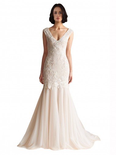 V-Neck Mermaid Tulle Wedding Dress Bristol