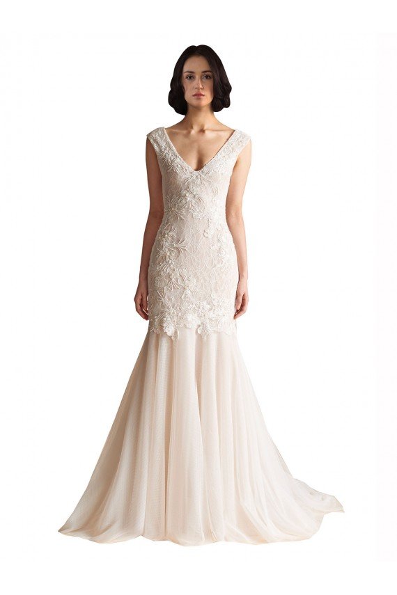 V-Neck Mermaid Tulle Wedding Dress Bristol