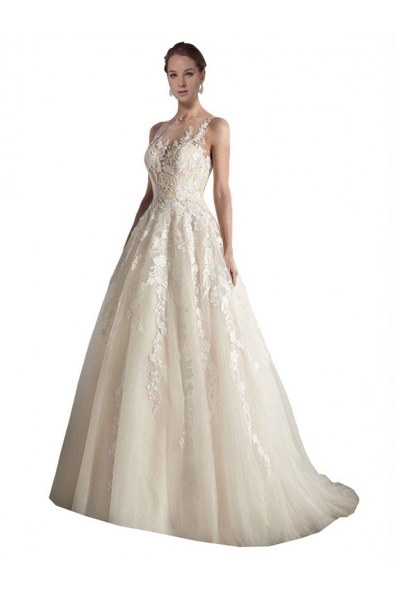 Illusion Neck A-Line Tulle Wedding Dress Bristol