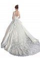 Long Sleeves Illusion Neck A-Line Satin Wedding Dress with Lace Bodice Bristol