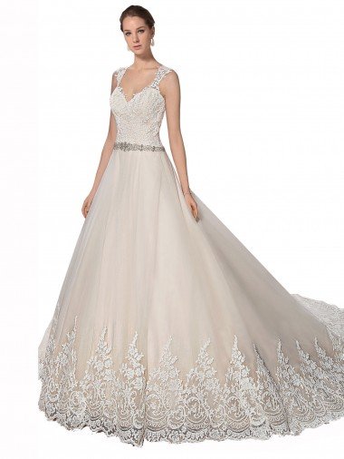 Sweetheart Cap Sleeves Tulle Lace Wedding Dress Bristol