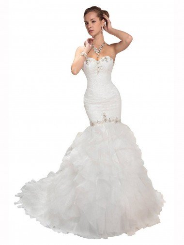 Sweetheart Mermaid Cascading Organza Wedding Dress Bristol