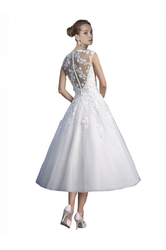 A-Line Short Tea Length Sweetheart Tulle Lace Beach Wedding Dress Bristol