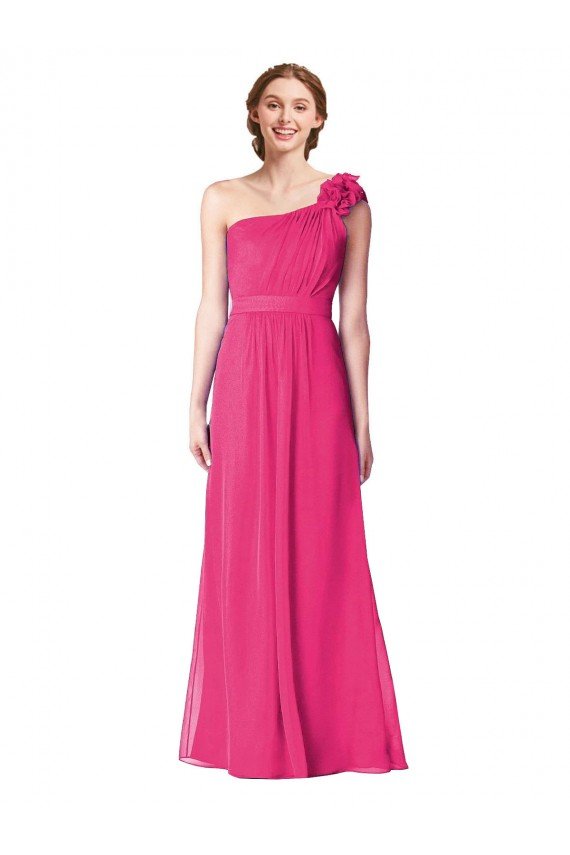 Full Length One Shoulder Chiffon Bridesmaid Dress Bristol