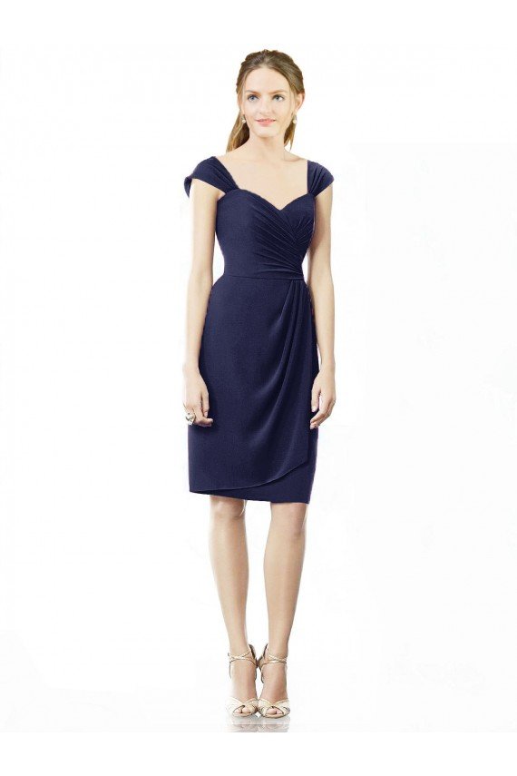 Cocktail Length Short Cap Sleeves Chiffon Bridesmaid Dress Bristol