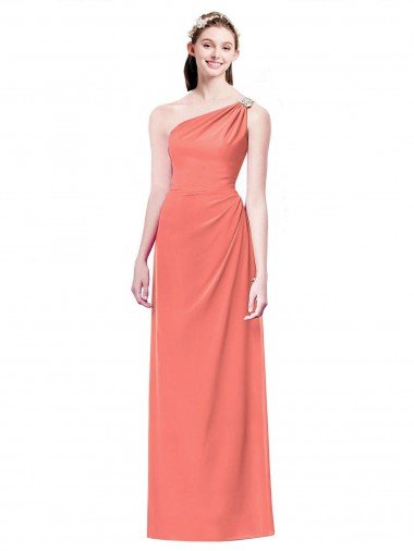 Draped Full Length One Shoulder Chiffon Bridesmaid Dress Bristol