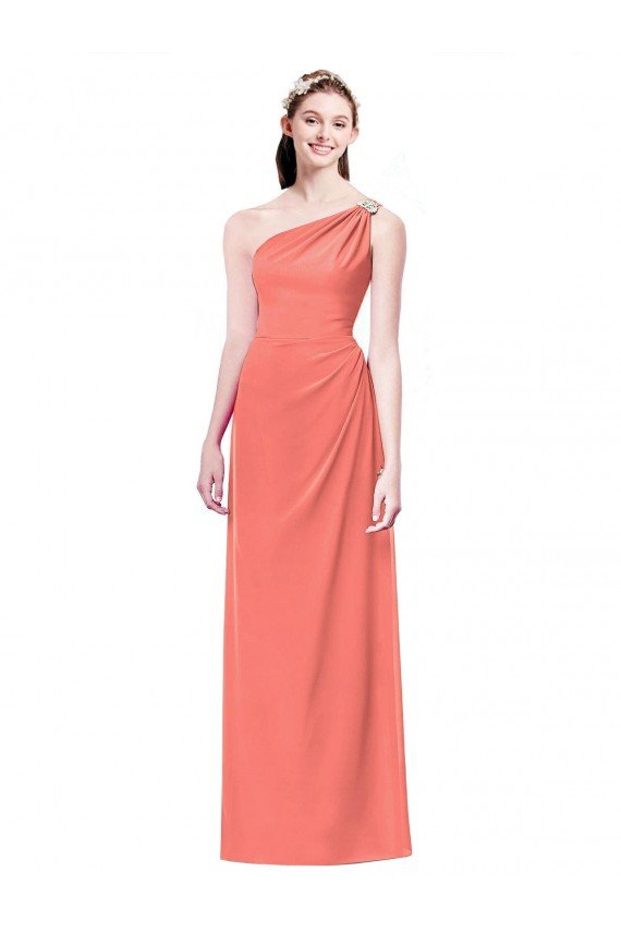 Draped Full Length One Shoulder Chiffon Bridesmaid Dress Bristol