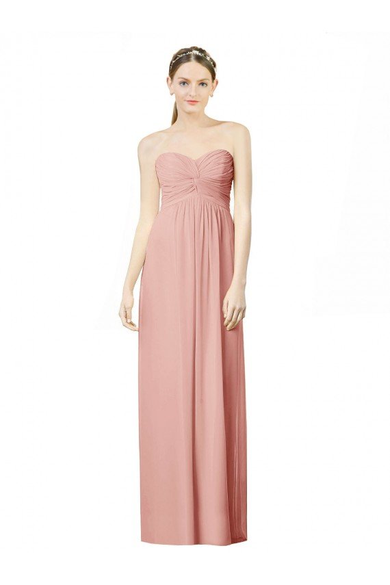 Long Chiffon Sweetheart Bridesmaid Dress with Twist Bodice Bristol